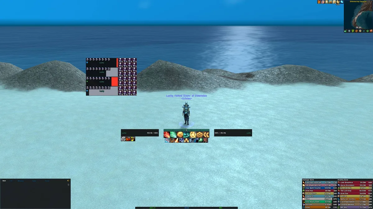 Profil communautaire LuckyoneUI Healing avec cadres de raid proches du centre