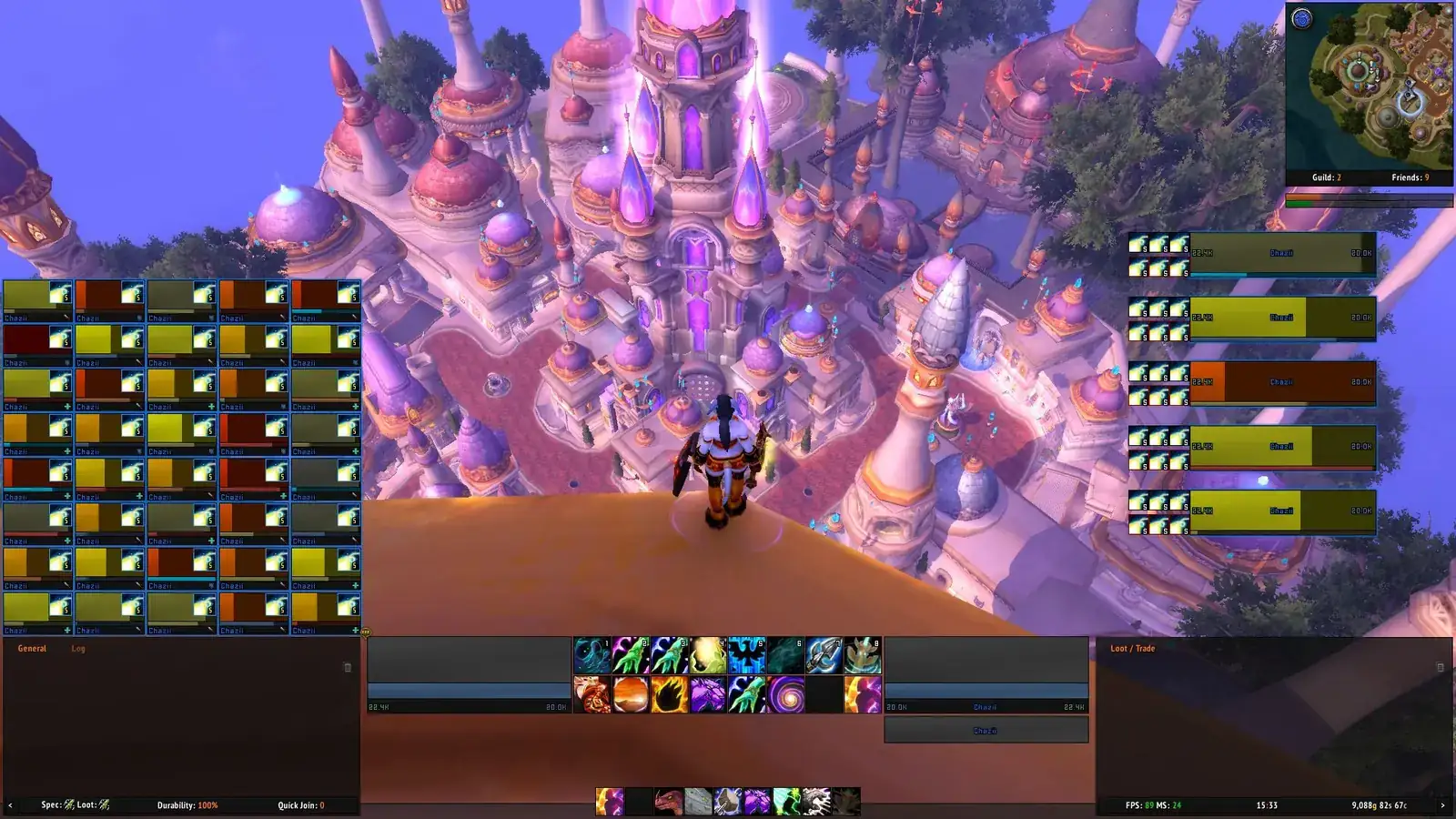 ElvUI raid frames and action bars in World of Warcraft